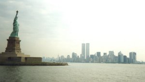 Statue of Liberty, the skyline - Click for a bigger image